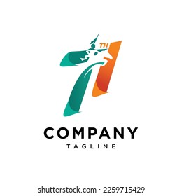 equestrian woman's 71st anniversary logo vector template.eps
