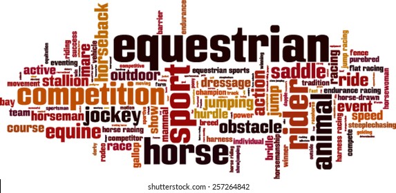 Equestrian word cloud concept. Vector illustration