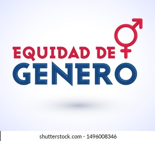 Equidad de Genero, Gender Equality Spanish text, vector emblem design.