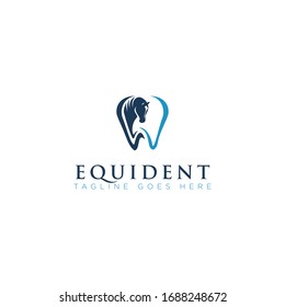 equident logo, with equine and tooth vector