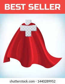 Equilateral cross in hero cape. Doctor super cloak. Pharmacy sign. Medicine concept. 