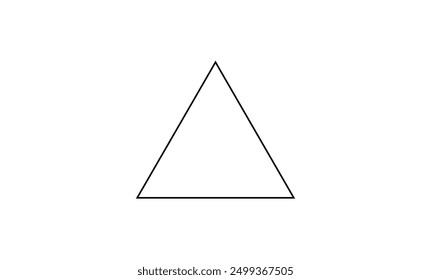 Equilateral triangle in mathematics. Up arrow triangle line vector icon.