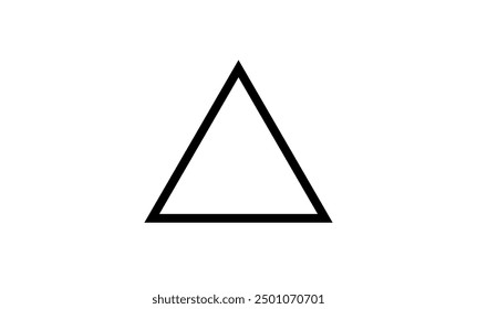 Equilateral triangle in mathematics. Up arrow triangle line vector icon.
