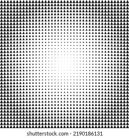 Equilateral Triangle Shapes Halftone Texture Pattern. A Linear Arrangement Of Triangular Symbols. Isolated On White Background.