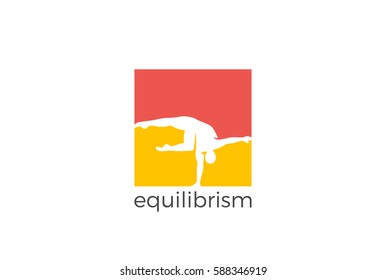 Equilibrist silhouette Logo design vector template.
Sport Equilibrism Logotype icon Negative space style