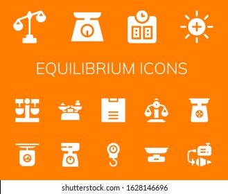 equilibrium icon set. 14 filled equilibrium icons.  Simple modern icons such as: Scale, Balance, Plumb bob