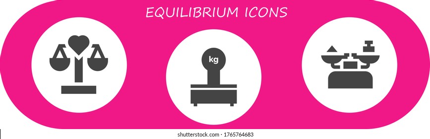 equilibrium icon set. 3 filled equilibrium icons.  Simple modern icons such as: Balance, Scales, Scale