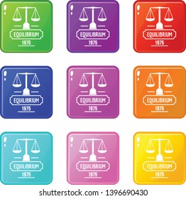Equilibrium icons set 9 color collection isolated on white for any design