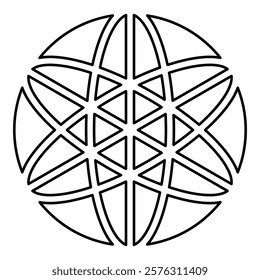 Equilibrium sacred geometry symbol contour outline line icon black color vector illustration image thin flat style