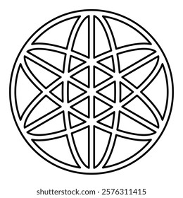 Equilibrium sacred geometry symbol contour outline line icon black color vector illustration image thin flat style