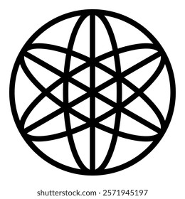 Equilibrium sacred geometry symbol icon black color vector illustration image flat style