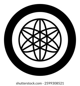 Equilibrium sacred geometry symbol icon in circle round black color vector illustration image solid outline style simple