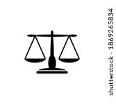 Equilibrium Scale Balance, Justice Libra. Flat Vector Icon illustration. Simple black symbol on white background. Equilibrium Scale Balance, Libra sign design template for web and mobile UI element