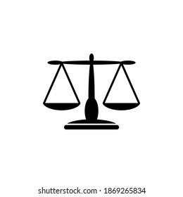 Equilibrium Scale Balance, Justice Libra. Flat Vector Icon illustration. Simple black symbol on white background. Equilibrium Scale Balance, Libra sign design template for web and mobile UI element