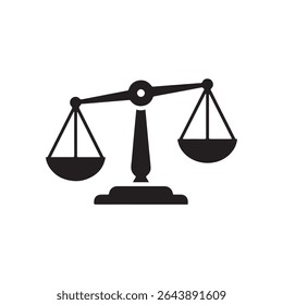 Equilibrium Scale Balance, Justice Libra Solid Flat Vector Icon Isolated on White Background.