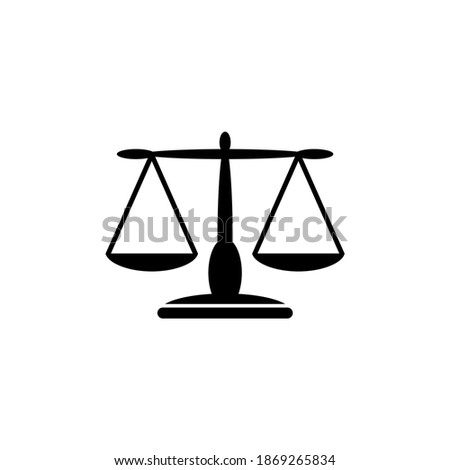 Equilibrium Scale Balance, Justice Libra. Flat Vector Icon illustration. Simple black symbol on white background. Equilibrium Scale Balance, Libra sign design template for web and mobile UI element