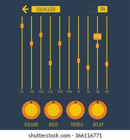 Equilizer UI Mobile Application Smartphone and for web design, flat color. Illustrated vector