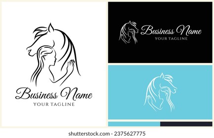 equine and girl logo template