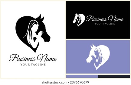 equine love person logo template