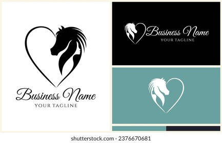 equine love person logo template