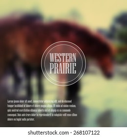 Equine Vintage style blurred background with with ranch or equestrian business logotype.