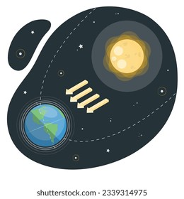 Equinox concept with dark and shine planet, sun and moon. Vernal or autumnal equinox day. Day and night design. Earth seasons. Annual seasonal. International Astrology Day. vector illustration. 2206