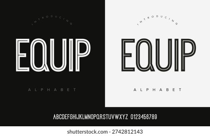 Equip modern inline outline condensed sans serif font for architecture and luxury branding design