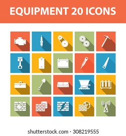 Equipment 20 vector flat icons set
