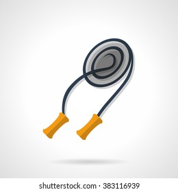 Equipment and accessories for sport and fitness. Cardio trainings. Skipping rope. Vector icon flat color style. Web design element for site, mobile and business.