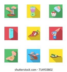 equipment, appliance, kitchen and other web icon in flat style. piece, Smoked meat, delicacy icons in set collection.