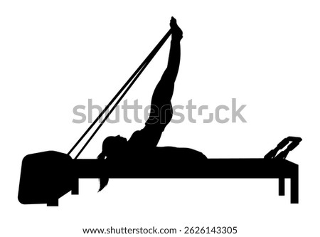 Equipment Assisted Pilates. Vector Silhouette