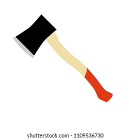 Equipment ax design lumber weapon. Chop stump flat hand woodcutter tomahawk vector. Lumberjack ancient silhouette logo. Isolated illustration icon firewood recreation. Hatchet native cartoon tool. 