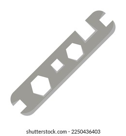 Equipment bike repair wrench for cycling flat vector illustration. Accessories and sportswear for cyclists or biker isolated on white background. Sports, cycling concept