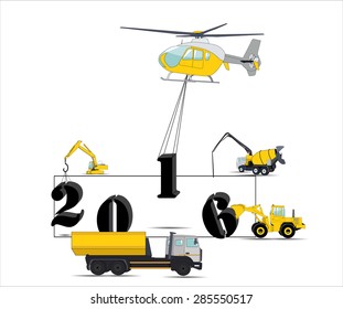 Equipment Builds Calendar for 2016. Vector Illustration. EPS10