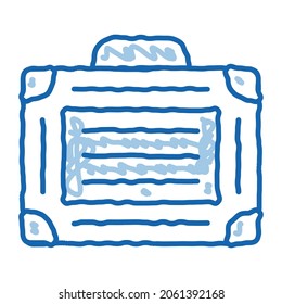 Vector de icono de esbozo de caso de equipo. Dibujo manual de la línea azul del doodle de la mano del signo del estuche del equipo. ilustración de símbolo aislado