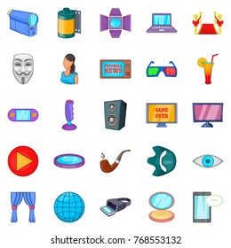 Equipment for cinema icons set. Cartoon set of 25 equipment for cinema vector icons for web isolated on white background