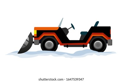El equipo limpia el camino de la nieve. Carretera