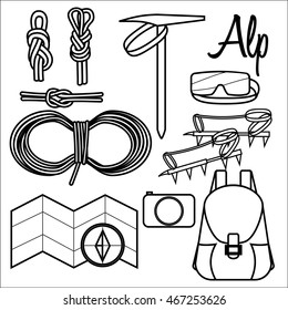 equipment climber, line icon