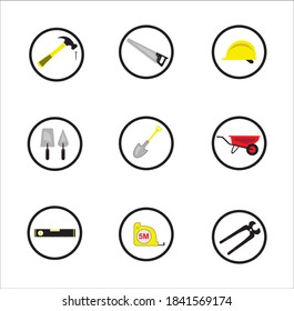 equipment construction instrument   masonry tools element design icon vector