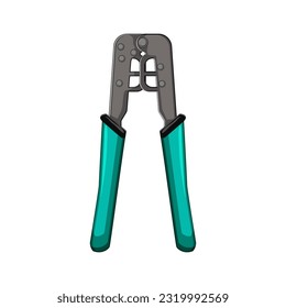 equipment crimper tool cartoon. cable work, connection technology equipment crimper tool sign. isolated symbol vector illustration