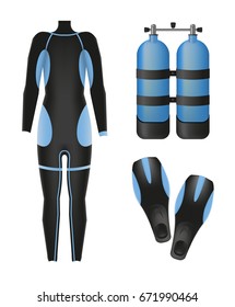 Equipment for diving. Scuba gear and accessories. 01