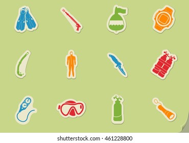 Equipment for Diving simply symbols for web and user interface
