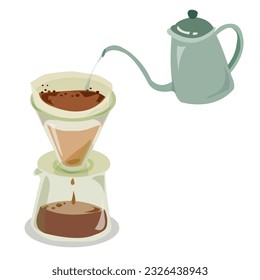 coffee​ maker​ cartoon​ Equipment for drip coffee. Vector illustration in flat style.