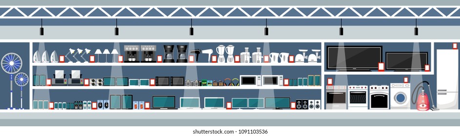 Equipment and electronics shop. Vector illustration