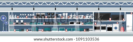 Equipment and electronics shop. Vector illustration