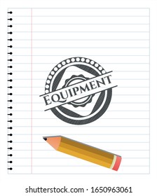 Equipment emblem draw with pencil effect. Vector Illustration. Detailed.
