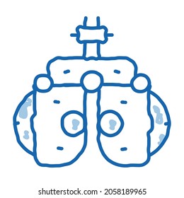 Equipment For Eye Diagnostic sketch icon vector. Hand drawn blue doodle line art Measuring Ophthalmologist Device For Eye Vision Diagnosis sign. isolated symbol illustration