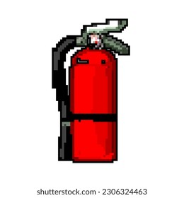 equipment fire extinguisher game pixel art retro vector. bit equipment fire extinguisher. old vintage illustration