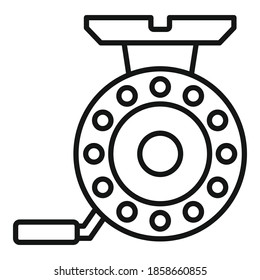 Equipment fishing reel icon. Outline equipment fishing reel vector icon for web design isolated on white background