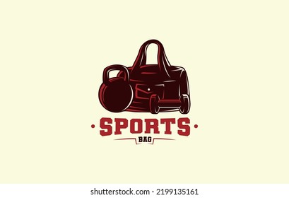 Equipment Fitness Gym Logo Design Template With Barbell, Kettlebell, Training Duffel Bag, Dumbbell, Gym Logo Icon Vector Template